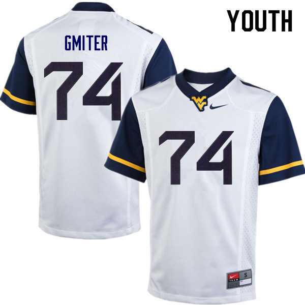 NCAA Youth James Gmiter West Virginia Mountaineers White #74 Nike Stitched Football College Authentic Jersey PC23Y28JG